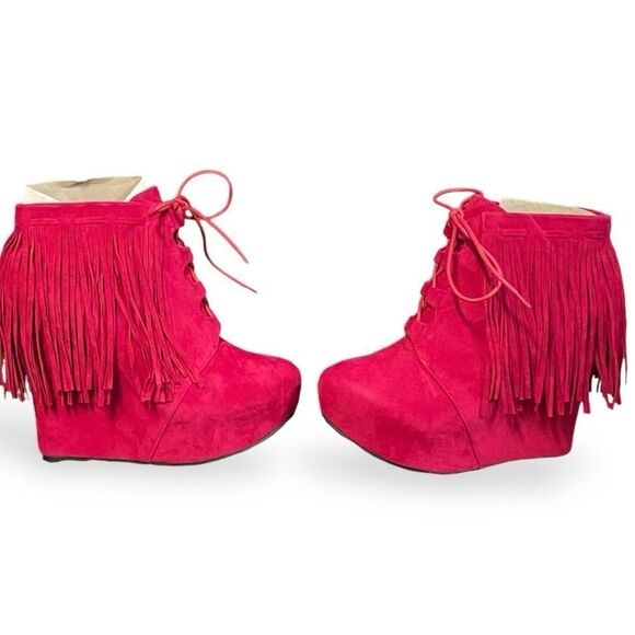 Privileged Shoes X Dolls Kill Nissa Wedge booties with fringe - Picture 5 of 5